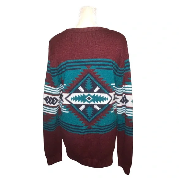 Mens Holiday Aztecs Print Knit Sweater - Picture 4 of 6